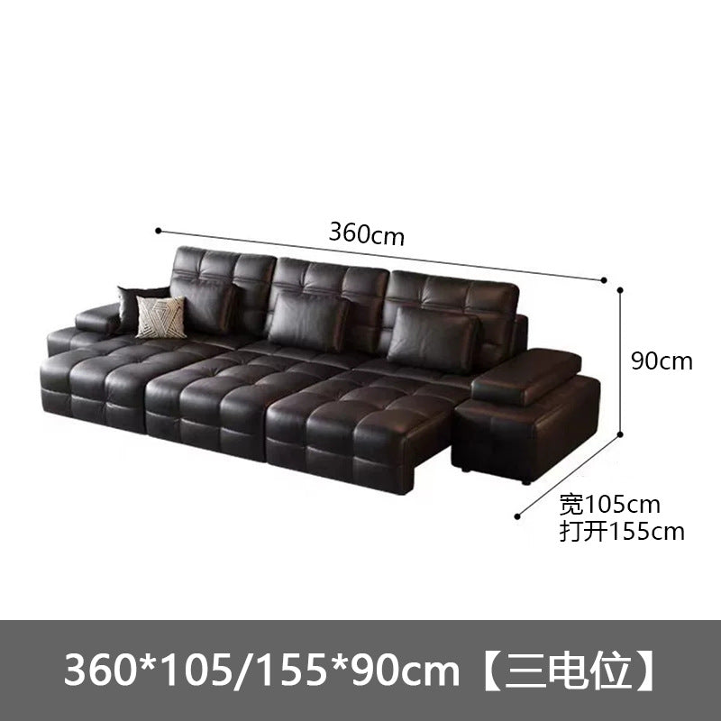 Lawrence genuine leather electric reclining sofa - smart remote control, high-end designer living room, home function sofa bed
