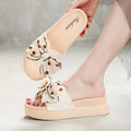 Thick sole bear bows slippers women's summer outwear 2025 new arrival fairy style fashion heightenednon-slip sandals women's slippers