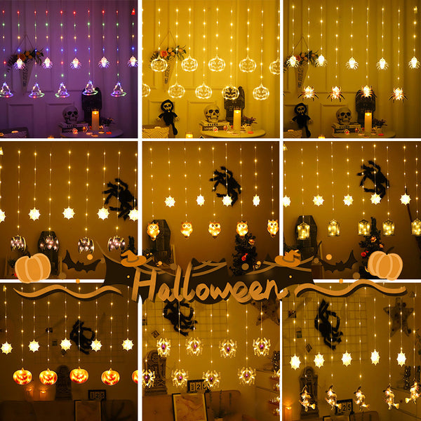 LED Halloween light string  curtain light bat pumpkin spider shape atmosphere decorative light custom lantern