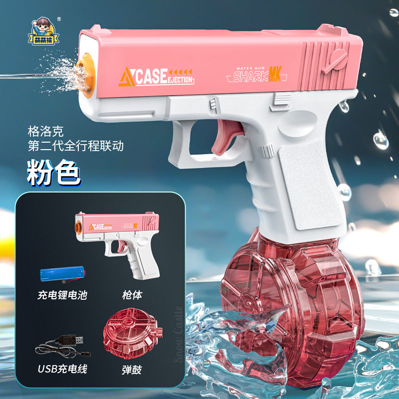 new arrival: fully automatic second-generation electric glock water gun with lights - outdoor toy for boys and girls