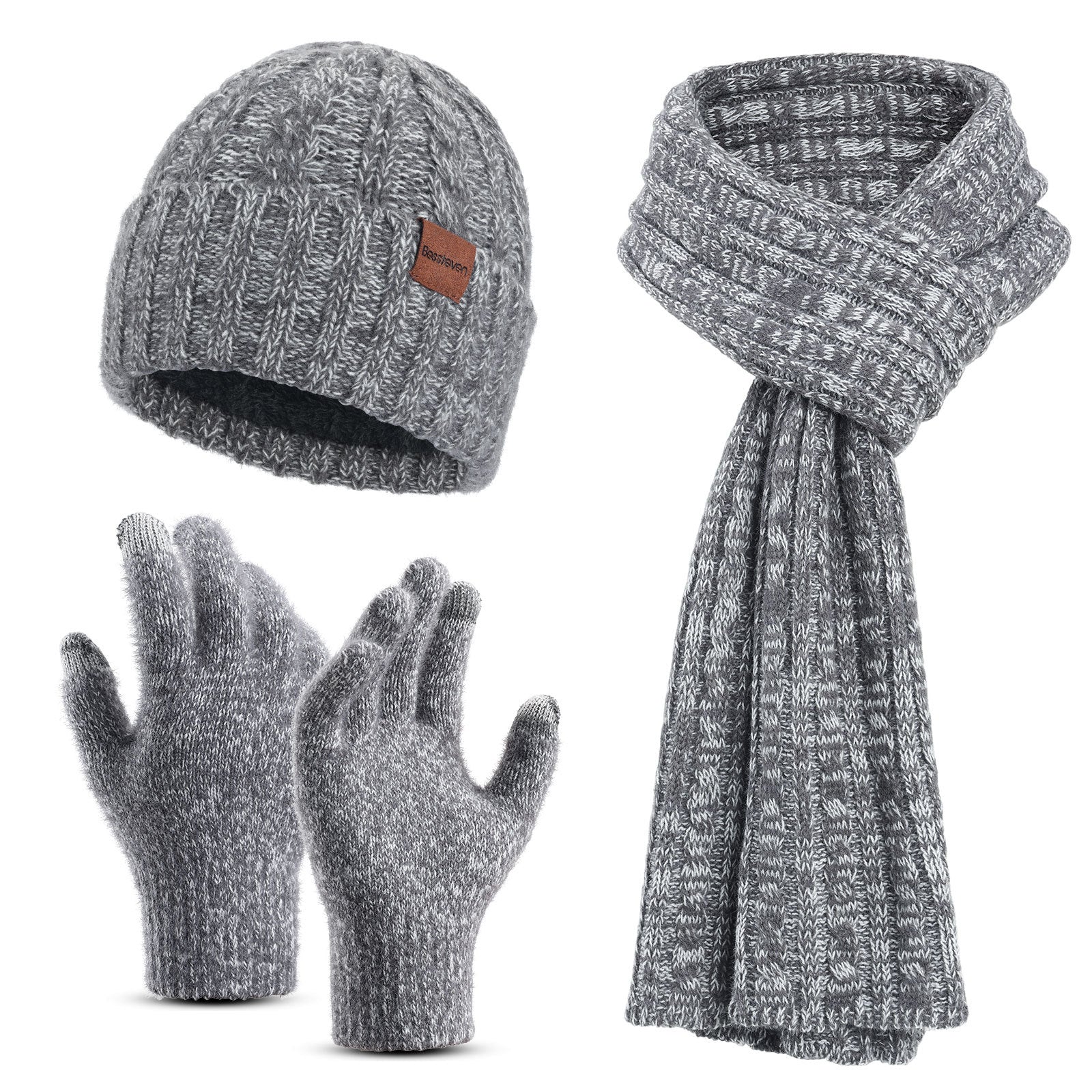 Cross-border knitted hat, scarf, gloves three-piece set, adult autumn and winter cold-proof and warm hat, scarf gift box set