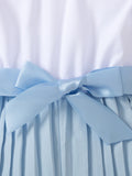 european and american style cross-border girls' flutter sleeve ruffle collar top with pleated wide-leg pants and belt (jumpsuit)