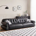 Frenchretro genuine leather sofa medieval living room straight row high-foot brown sugar cloud sofa scandinaviancasual buckle sofa
