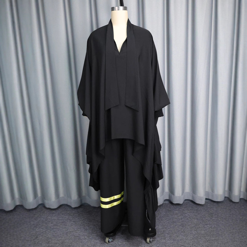 African-inspired loose fit batwing sleeve top and color block striped wide leg pants two-piece set