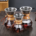 pour-over coffee maker set, diamond-shaped chemex sharing carafe, heat-resistant glassware for home use, with logo imprinting available