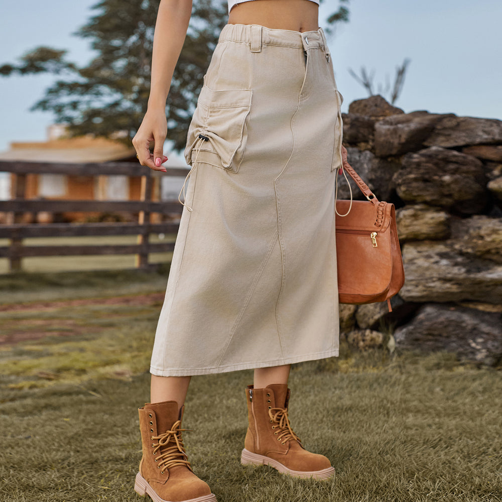 European and american cross-border e-commerce women's retro denim workwear casual midi skirt - new arrivals for  & independent stores