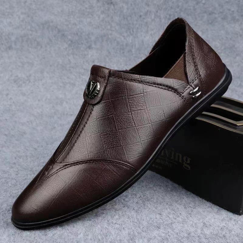 2024 new versatile men's leather shoes - soft sole business casual loafers - perfect for work, security, and dad shoes - wholesale available