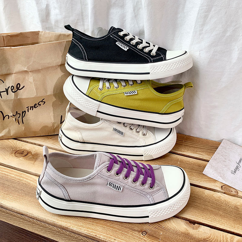2026 spring new arrival simple canvas shoes for female students k-styleeasiest for match one-legged ugly thick-soled sneakers big toe women's shoes