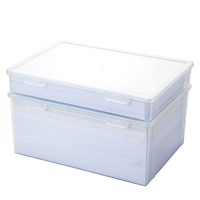 Desk a4 paper storage box plastic transparent desk finishing box square with lid dustproof desktop file storage box