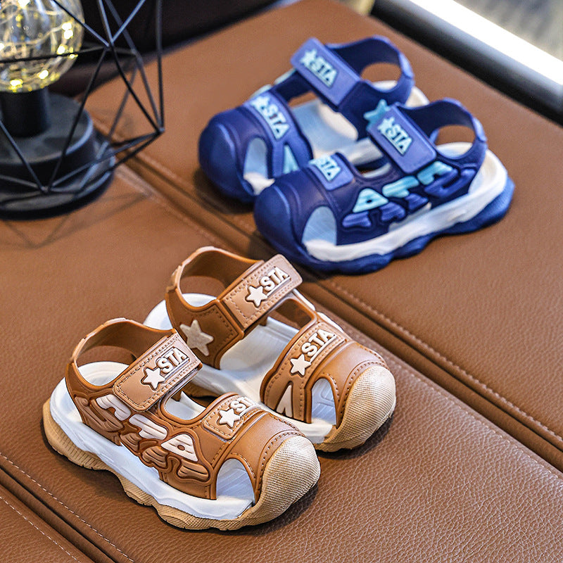 new kids' sandals: summer anti-slip soft sole, velcro closure, for boys (mid-to-large children) and toddlers, perfect for the beach