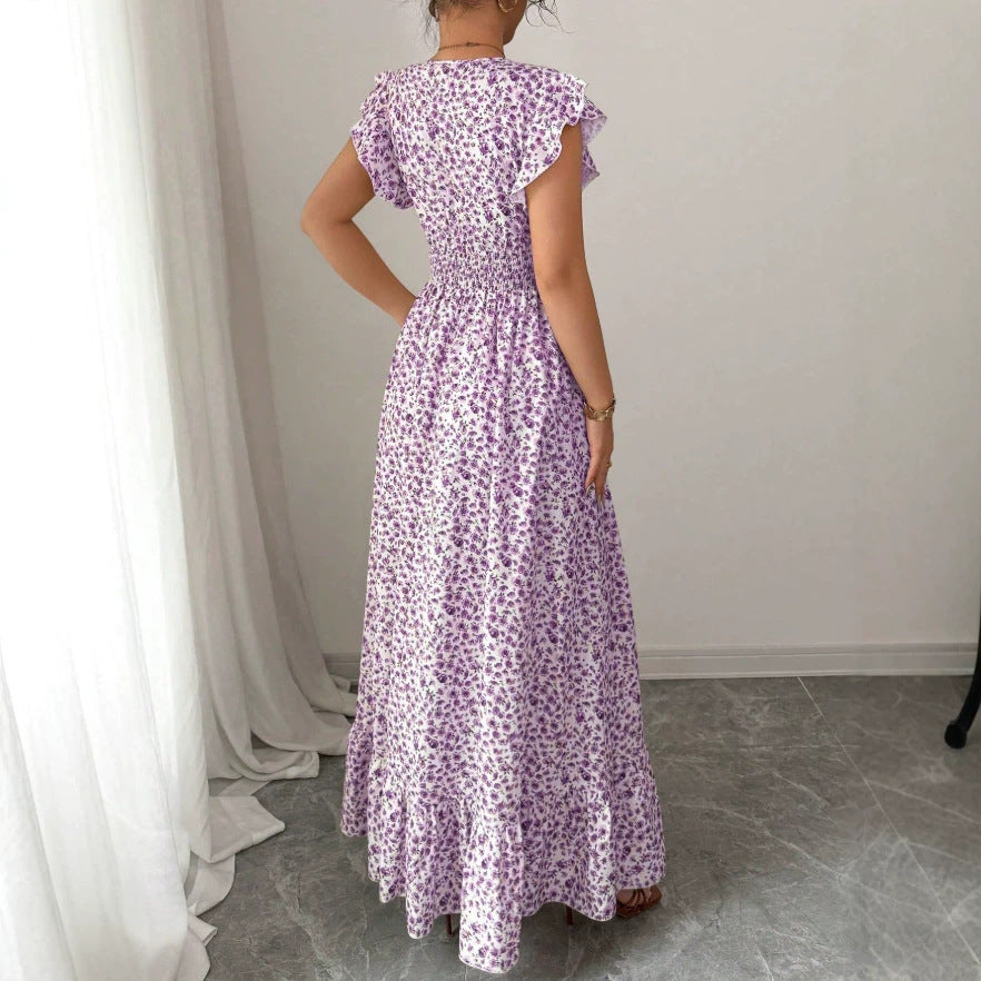 new european and american style women's fashion printed dress
