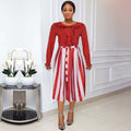 European and american cross-border e-commerce african plus size women's a-line skirt   striped flared skirt dress