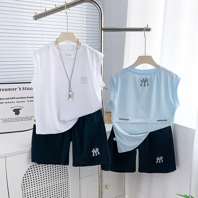 【ice silk quick-dry】kids' summer new arrival: lightweight, breathable, cool & comfortable athletic set for mid-to-large children