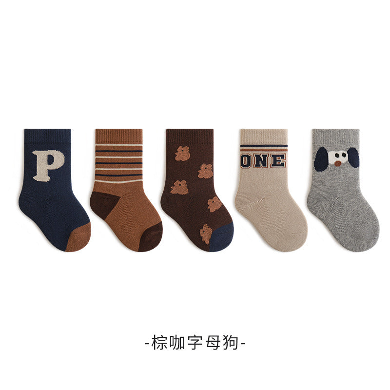 Babylon five-pair kids socks combed cotton breathable type a knee socks socks stripes boneless infant socks