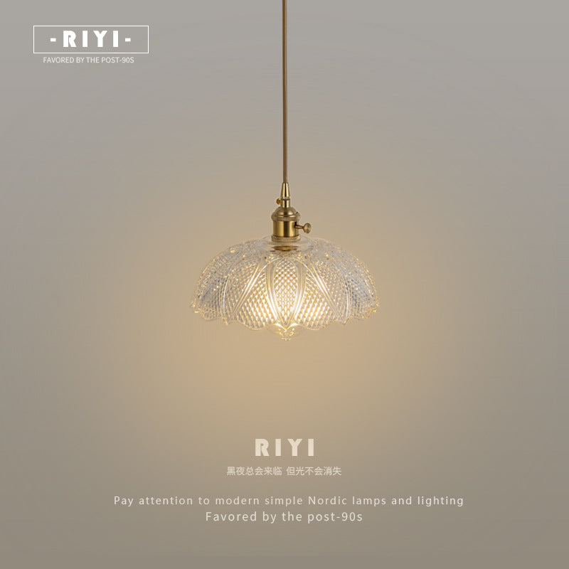 Bedside chandelier Nordic creative retro glass chandelier simple personality fashion bar restaurant bar lighting