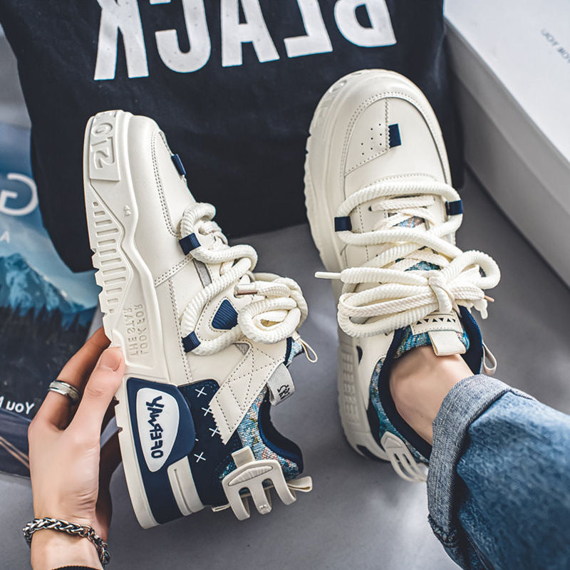 Men's 2025 new winter breathable mesh casual white sneakers - student, niche, original design, versatile, trendy athletic shoes