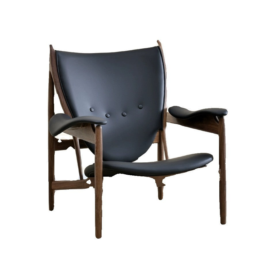 Scandinavian solid wood italian master chair casual leather single sofa chair wabi-sabi designer medieval casual chair