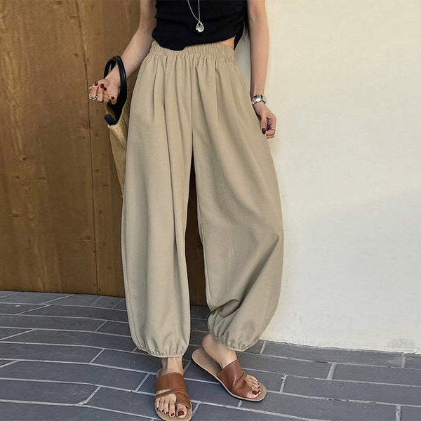 Cross-border  women's clothing 2025 summer new European and American temperament casual trousers loose leggings Harlan pants polyester pants