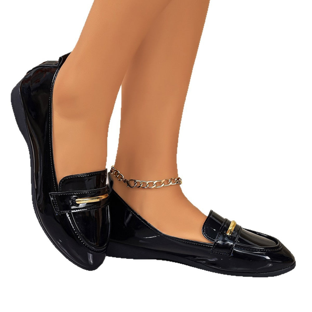 Wholesale women's plus size flat loafers -  spring/autumn new collection - preppy british style slip-on leather shoes