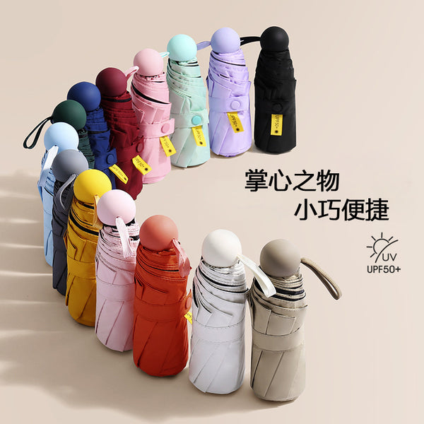 50% off Sun Umbrella Small Portable Capsule Umbrella Mini Pocket Vinyl Weather and Rain Umbrella Factory Gift Umbrella Wholesale