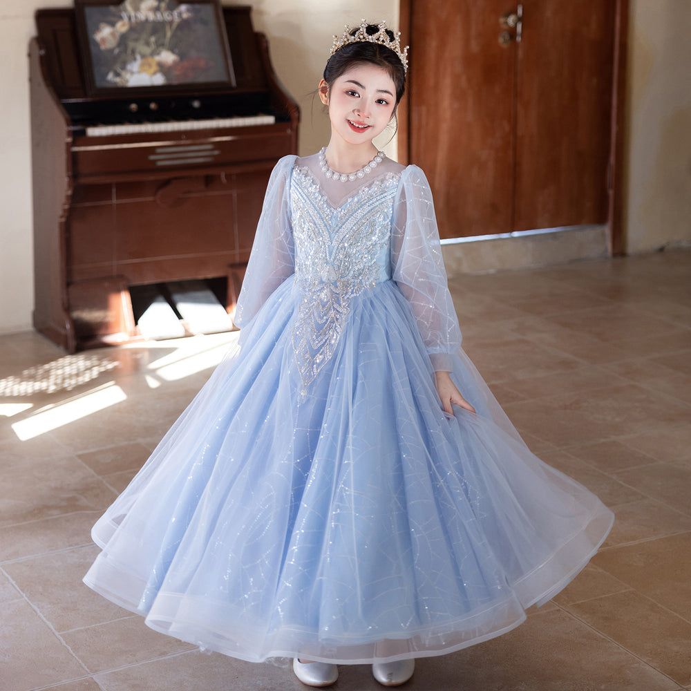 Girls' dresses wedding dresses piano performance flower girl dresses hostess dresses little girls' princess birthday performance outfits new