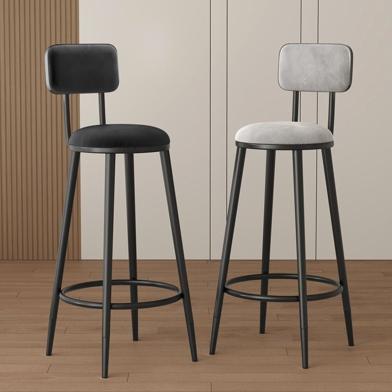 Minimalist modern high bar stool - nordic style gold-tone luxury iron backrest chair for bar, ktv, and counter seating