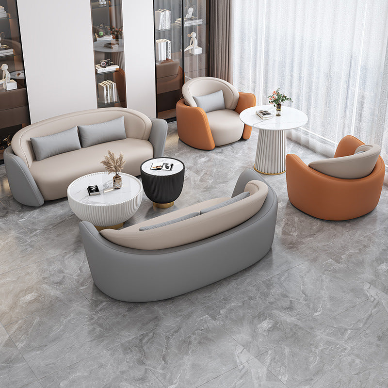 Sales office reception and negotiation rest area sofa chair office business reception and reception three-slot negotiation table and chair combination