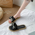 New women's summer slippers - korean style, wearable outdoors, pearl & bowknot flower beach sandals, women's ins flat slippers