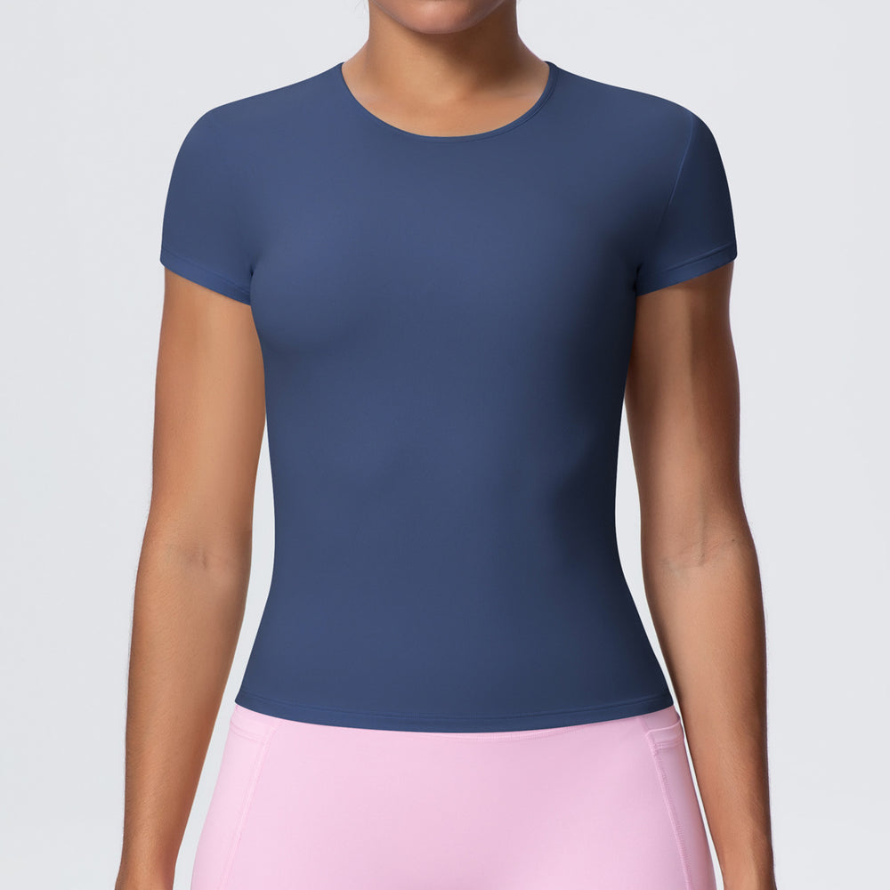 New arrivalcasual sports short-sleeved waist slimming look breathable yoga t-shirt running training naked fitness tops