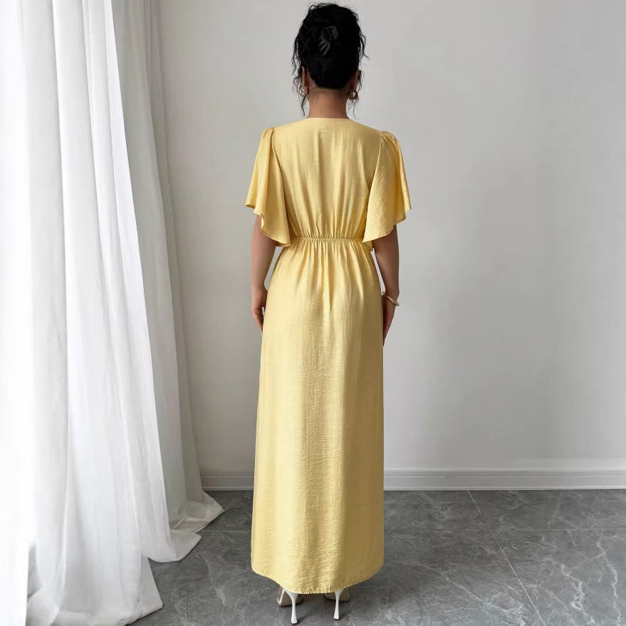 early spring new french casual chic dress - button-down design, slim fit, perfect for banquets, cocktail parties, and tea time
