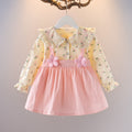 One-and-a-half-year-old baby girl's autumn dress, cute floral print dress for toddler girls, girls' dress, princess dress