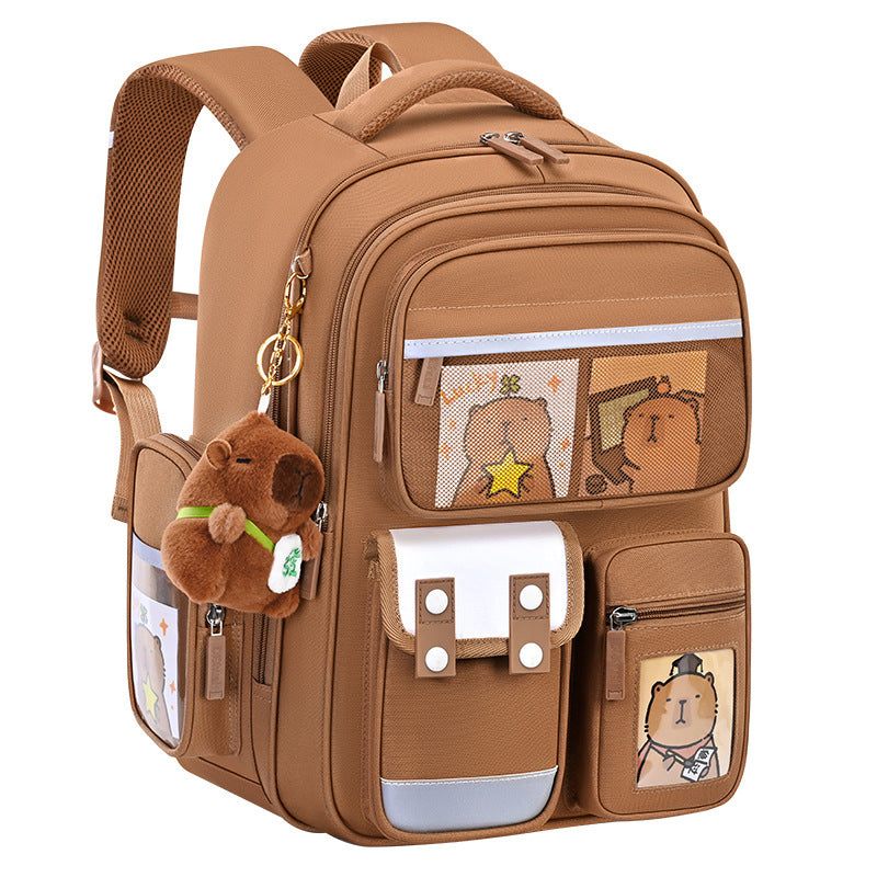 Capybara backpack - perfect for elementary school students (grades 1-6), boys and girls. spine-protecting, lightweight, and extra-sized