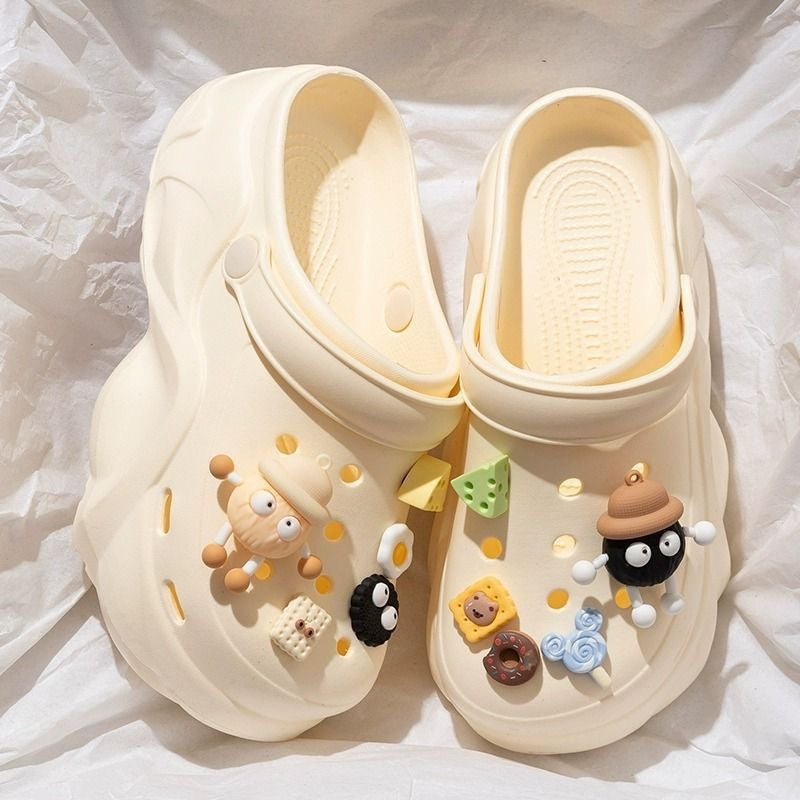Thick soleeva crocs women's summer outwear 2025new arrivalheight increasing outdoor beach seaside ins toe cap slippers