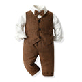 Kids' vest set: long-sleeve shirt suit for boys - gentleman's formal wear, perfect for first birthday celebrations. customization available directly from the manufacturer