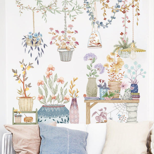 Elegant flower pot living room bedroom warm waterproof decoration decal fresh wall sticker bedroom wall sticker ZDB-2470
