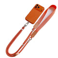 Trendy wide shoulder strap crossbody phone case lanyard with lambskin patchwork, adjustable strap, anti-lost chain for outdoor travel