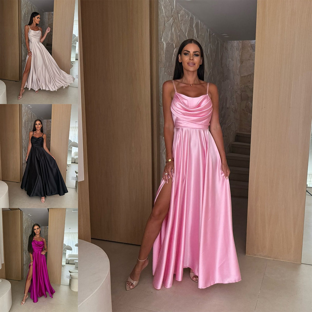 Shipped,   new, sexy solid color split suspender dress