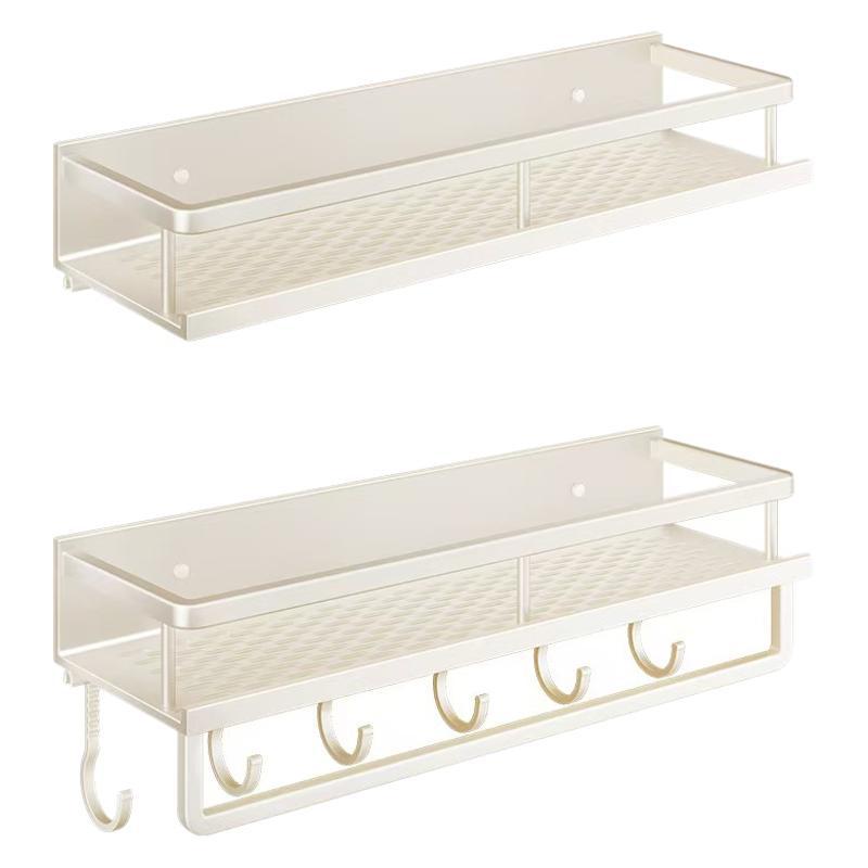 Toilet Milk White Shelf No Punching Bathroom Toilet Wash Table Wall Storage Rack Wall Mounted Shelf