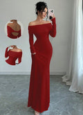 Export 2025 spring women's one-shoulder ruched bodycon fashionable elegant bodycon long evening gown dress