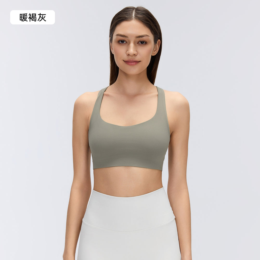 Sexy criss-cross back yoga bra - shockproof, push-up, skin-friendly, breathable running & fitness sports bra for women - d26057
