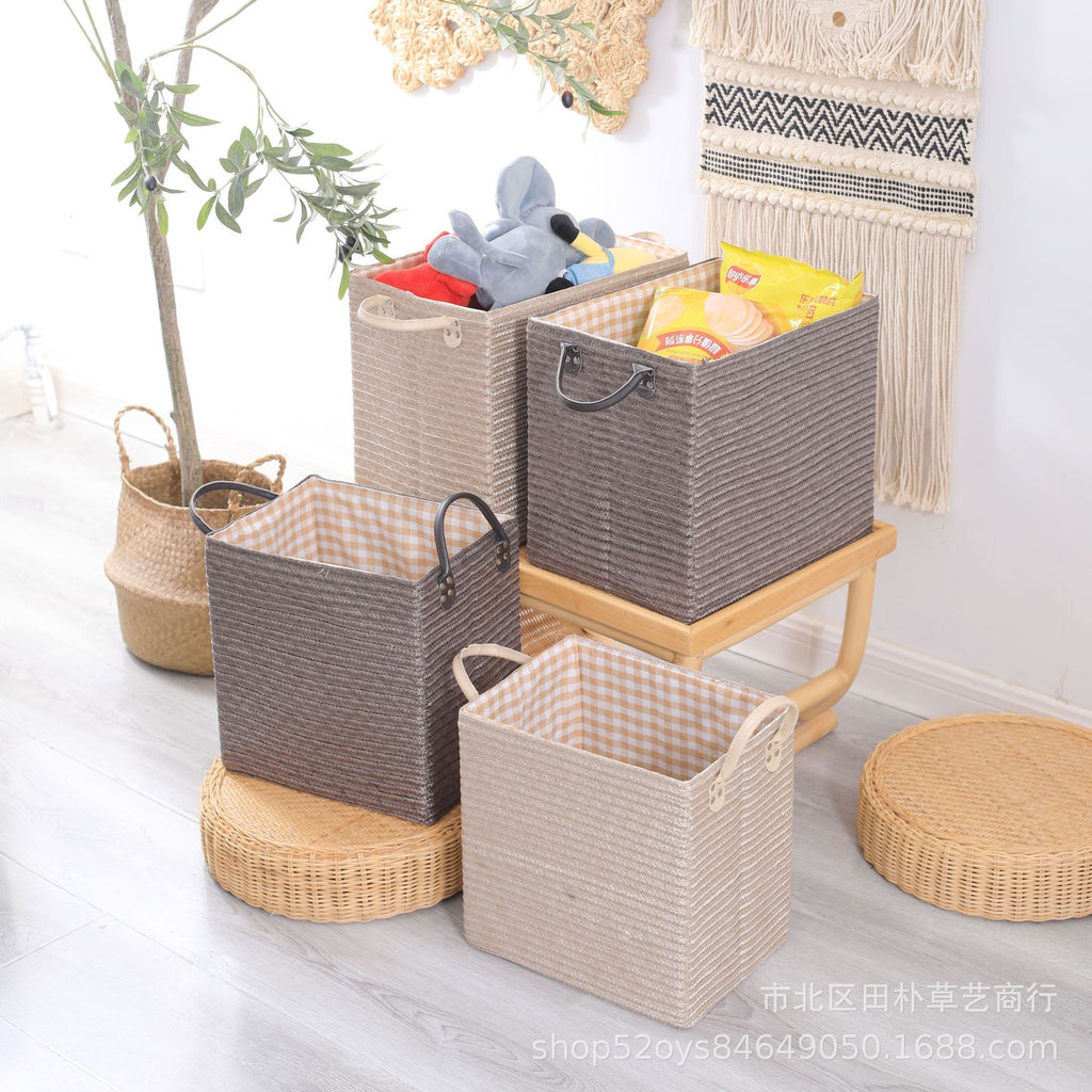 Folding, woven snacks, toy storage box, large sundries, book sorting box set, car-mounted uncovered trunk.