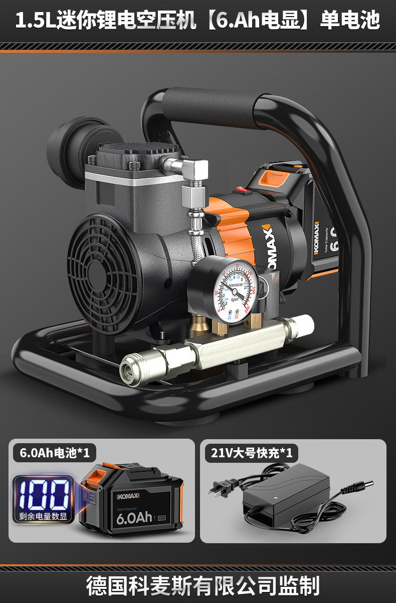 Portable lithium battery air compressor, small oil-free inflator pump, high-power oil-free compressor, outdoor portable air pump