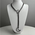 New arrival cross-border golden moon and star necklace punk gothic adjustable cuban lasso y-shaped necklace