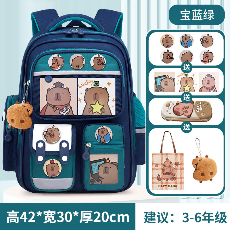 Kapibara new primary school bag, men's and women's 1-3-6 grades, light spine protection, large-capacity children's backpack