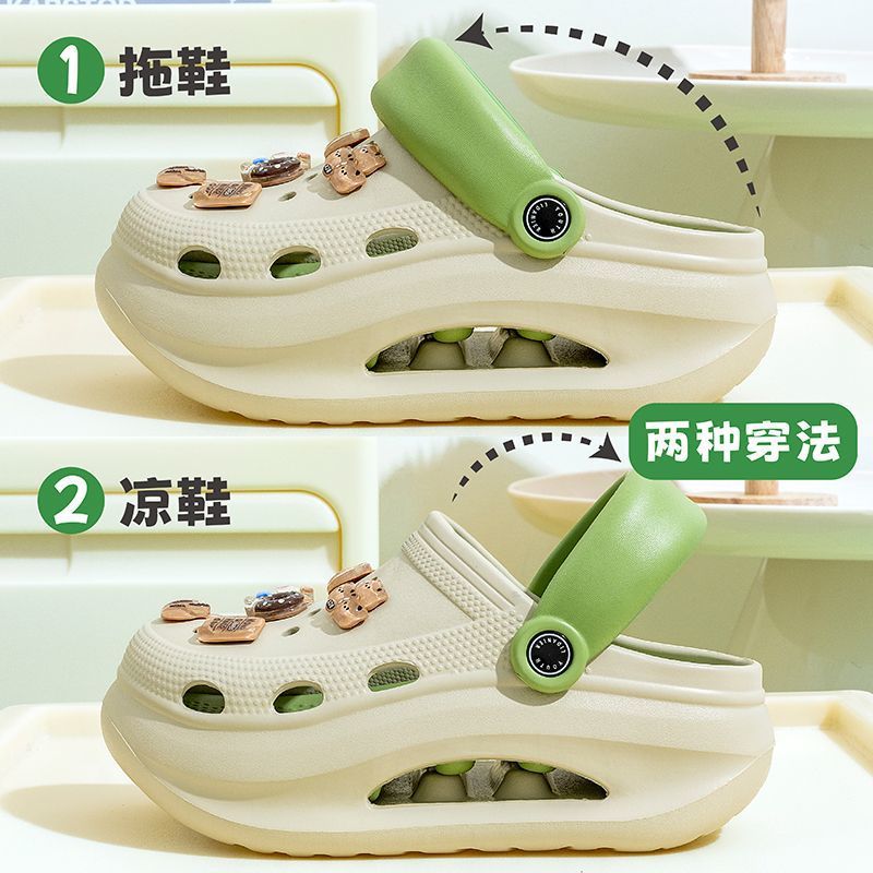2025 new women's wedge platform clogs - summer outdoor wear, thick sole, two-wear style, chunky heel, non-slip beach sandals & slippers