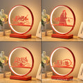 Red festive wedding table lamp - bedroom bedside lamp with remote & touch dimming - romantic & cozy bridal gift