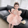 Girls' summer dress  new style chic kids' bubble sleeve princess dress baby girl birthday party dress