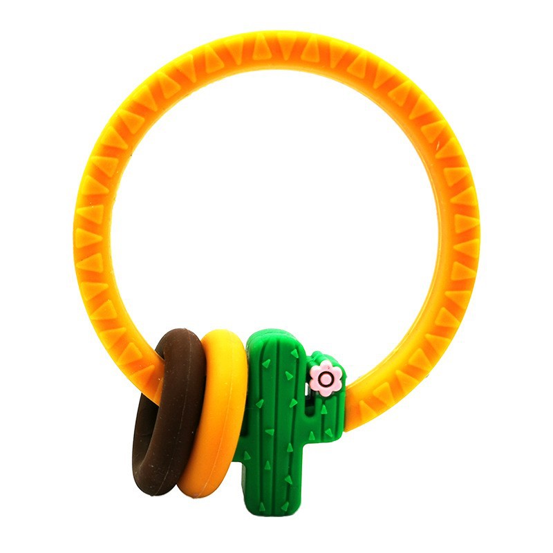 Food Grade Silicone Bite Le Toothpaste Lollipop Cactus Hand Grip Ring Toothpaste Infant Toothpaste Grinding Stick