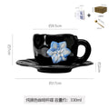 Hand-pinched embossed floral coffee cup and saucer set - home, niche, retro style ceramic milk cup, water cup, unique and high-value design