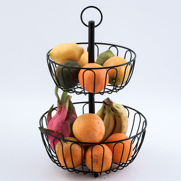 Household multi-layer wrought iron fruit basket creative fruit plate European living room coffee table storage basket snack rack wholesale